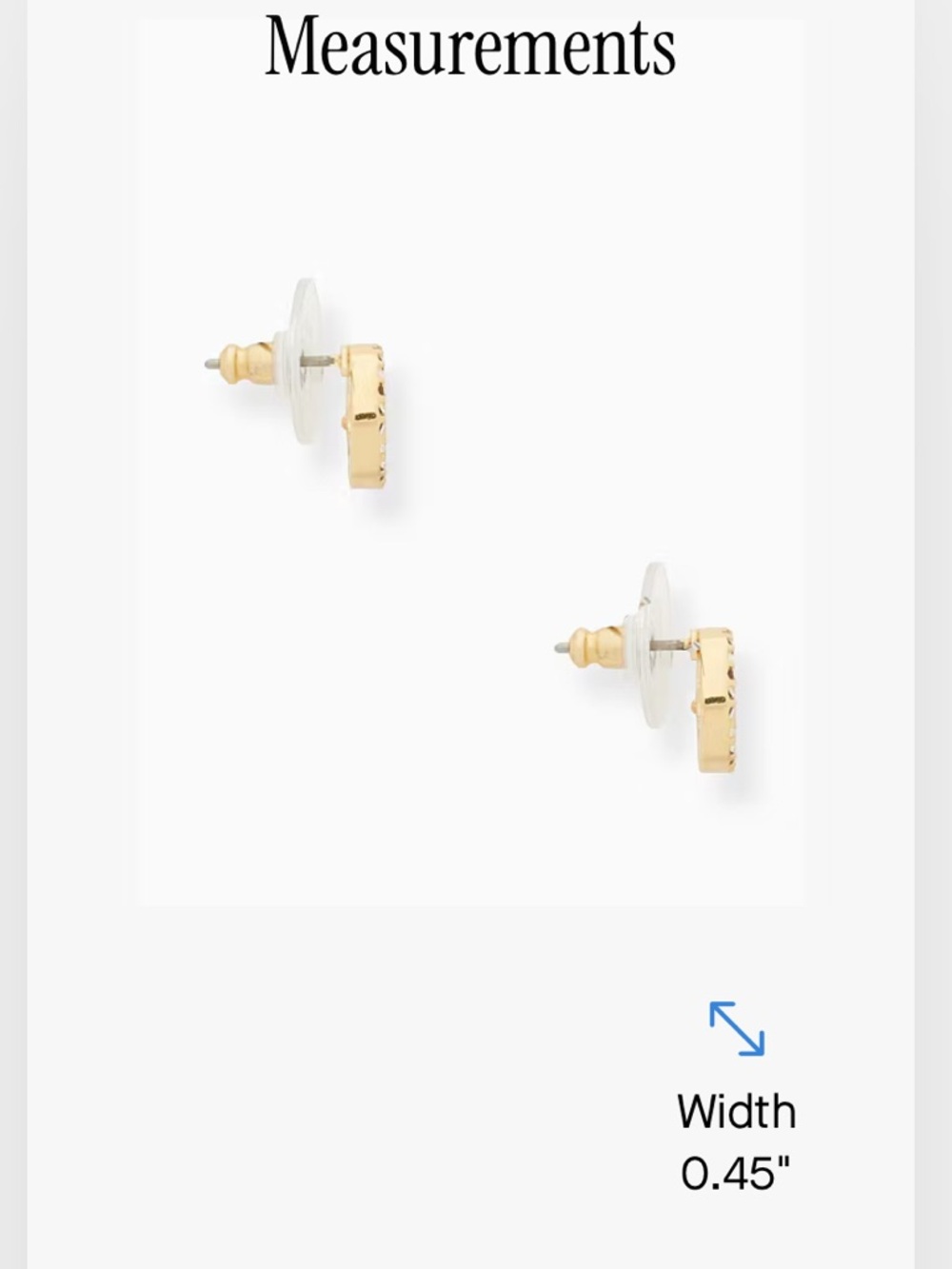 NWT Kate Spade gold plated cubic zirconia spade pierced earrings with logo bag - Picture 7 of 8